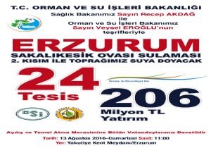 Erzurum’a 206 Milyonluk yatırım