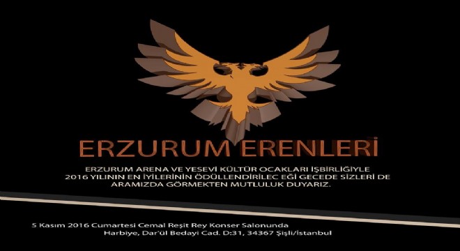 Erzurum Erenleri ödül töreni 5 Kasım’da