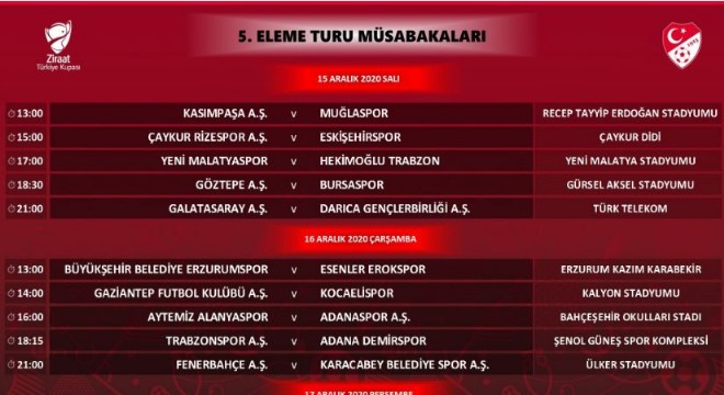 Erzurumspor’un kupa maçı 16 aralıkta