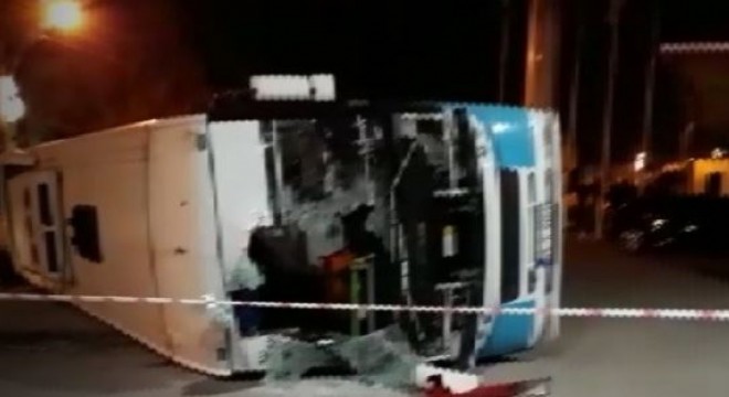 Halk otobüsü takla attı: 1 yaralı