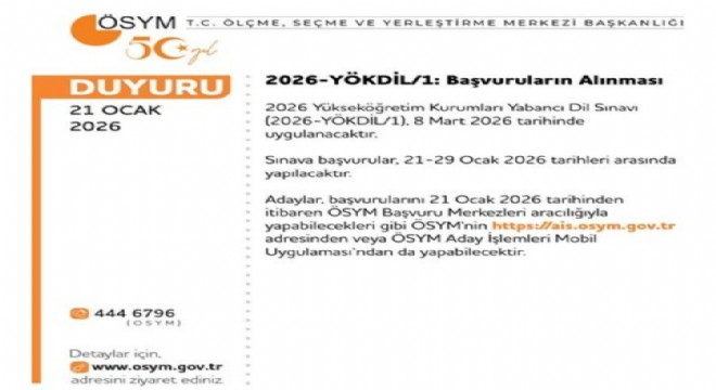 2026 YÖKDİL - 1 başvuruları başladı