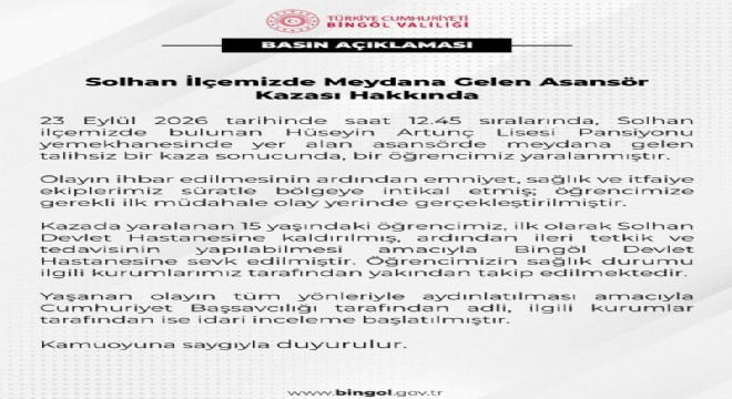 Bingöl Valiliği’nden asansör kazası açıklaması