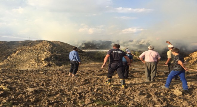 Kırkgözeler de100 ton saman kül oldu