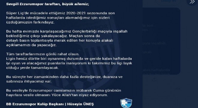 Üneş: ‘İnşallah beklediğimiz çıkışı yakalayacağız’