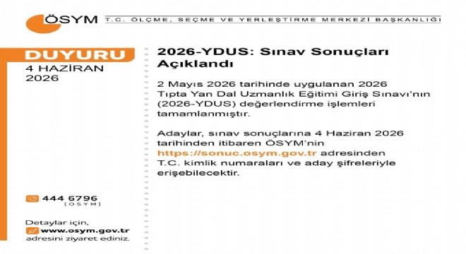 YDUS sonuçları açıklandı
