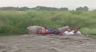 Atlı Cirit takımı sele kapılmaktan son anda kurtuldu