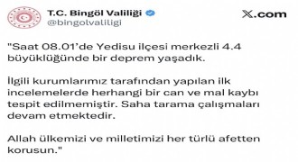 Bingöl’de 4.4 büyüklüğünde deprem