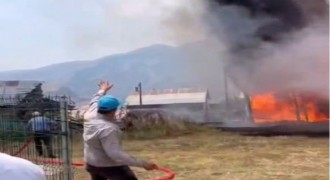 İspir'de ormanlık alanda yangın