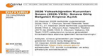 YKS giriş belgeleri erişime açıldı